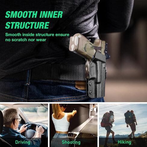 WARRIORLAND OWB Kydex Paddle Holster, Optional for Glock 43/ 43X/ 43Xmos & 17/20/ 21/22/ 23 Gen 3-5, Sig P365XL, Ruger Max-9/ LCP Max .380, Walther PPS M2, Fits 1.5"-1.75" Belt, Optics Cut & Adj. Cant in Kuwait