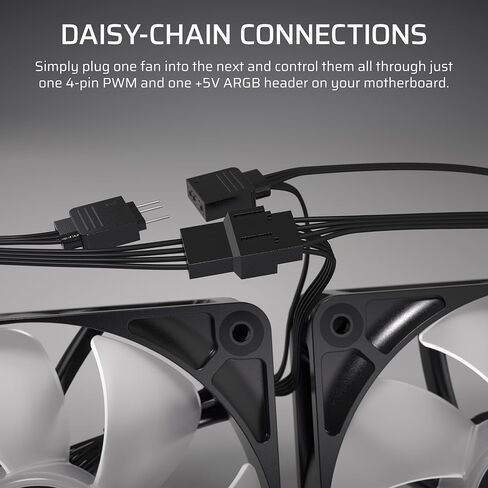 3 Pcs ARGB 120mm PWM Fans – Daisy-Chain Connection – Low-Noise – Magnetic Dome Bearing, Black in Saudi Arabia
