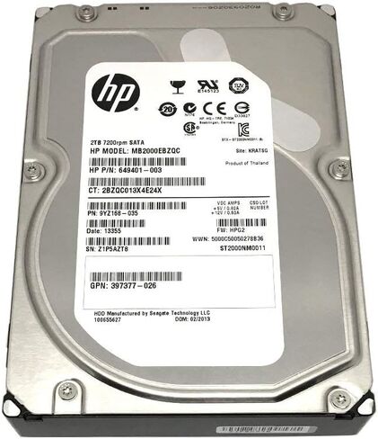 HP/Seagate Constellation ES ST2000NM0011 (649401-003) 2TB 7200RPM 64MB Cache SATA 6.0Gb/s 3.5inch Internal Enterprise Hard Drive OEM - w/1 Year Warranty (Renewed) in Saudi Arabia