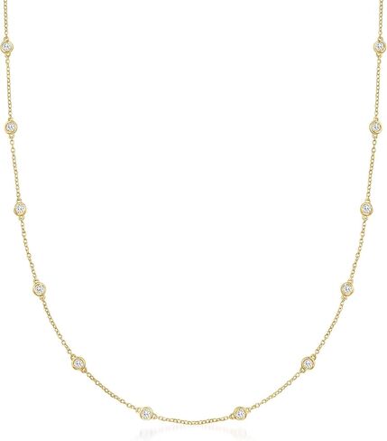 Ross-Simons 14kt Gold Bezel-Set Diamond Station Necklace in Saudi Arabia