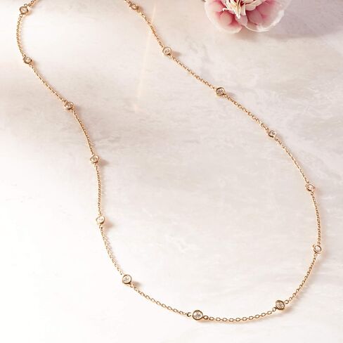 Ross-Simons 14kt Gold Bezel-Set Diamond Station Necklace in Saudi Arabia