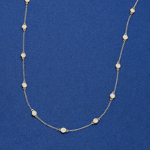 Ross-Simons 14kt Gold Bezel-Set Diamond Station Necklace in Saudi Arabia