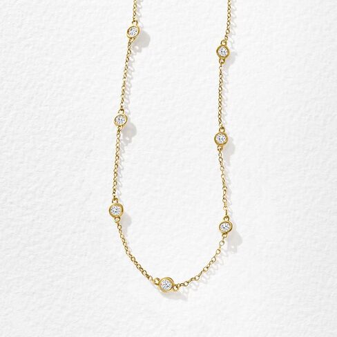 Ross-Simons 14kt Gold Bezel-Set Diamond Station Necklace in Saudi Arabia