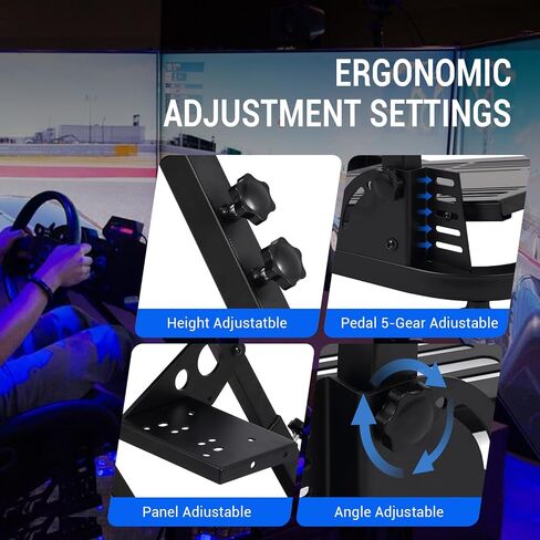 حامل عجلة القيادة HarmoHaby Sim Racing، حامل عجلة القيادة في قمرة القيادة، حامل محول توجيه السباق مناسب للعلامات التجارية السائدة للألعاب القابلة للطي من النوع X، غير متضمنة عجلة السباق/الدواسات in Kuwait