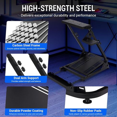 حامل عجلة القيادة HarmoHaby Sim Racing، حامل عجلة القيادة في قمرة القيادة، حامل محول توجيه السباق مناسب للعلامات التجارية السائدة للألعاب القابلة للطي من النوع X، غير متضمنة عجلة السباق/الدواسات in Kuwait