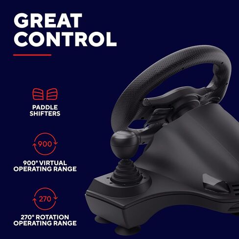 كمبيوتر عجلة القيادة للألعاب Trust GXT 289 Movi وXbox Series X/S وPS4 وNintendo Switch وعجلة سباق مع دواسات ومجاديف نقل الحركة وردود فعل الاهتزاز وSim Racing Farming Simulator / F1 / Gran Turismo in Kuwait