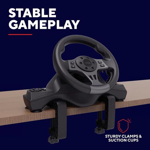 كمبيوتر عجلة القيادة للألعاب Trust GXT 289 Movi وXbox Series X/S وPS4 وNintendo Switch وعجلة سباق مع دواسات ومجاديف نقل الحركة وردود فعل الاهتزاز وSim Racing Farming Simulator / F1 / Gran Turismo in Kuwait