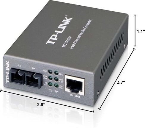 TP-LINK MC100CM Media Converter, 10/100Mbps RJ45 to 100M multi-mode SC fiber, up to 1.2miles, chassis mountable in Saudi Arabia