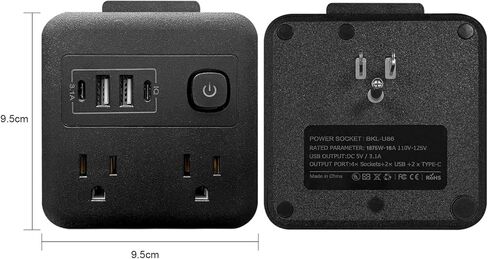 موسع منافذ متعددة المكونات مع USB - مقسم حماية من زيادة التيار 4 شاحن حائط USB - مقسم منافذ متعددة المقابس، منفذ متباعد على نطاق واسع للسفر، المنزل، غرفة النوم الجامعية (أبيض) in Kuwait
