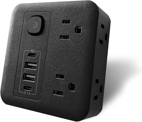 موسع منافذ متعددة المكونات مع USB - مقسم حماية من زيادة التيار 4 شاحن حائط USB - مقسم منافذ متعددة المقابس، منفذ متباعد على نطاق واسع للسفر، المنزل، غرفة النوم الجامعية (أبيض) in Kuwait