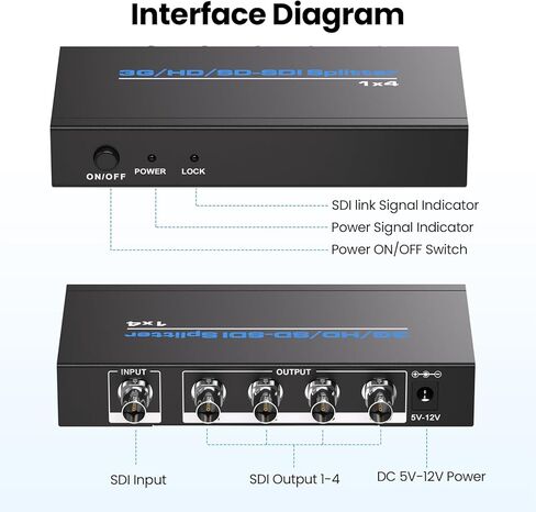 SDI Splitter 1 x 4, 1 in 4 Out SDI Distributor, Supports 3G-SDI/HD-SDI/SD-SDI Up to 1080P@60Hz in Saudi Arabia
