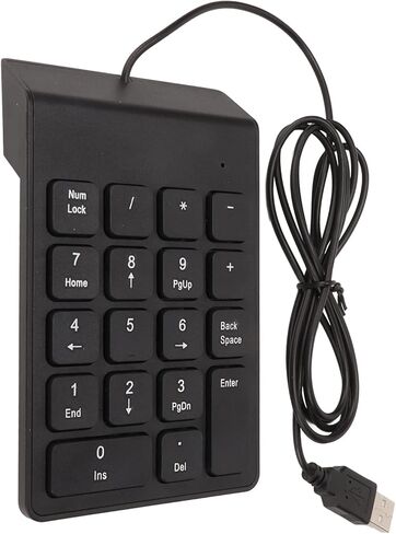 لوحة أرقام سلكية USB مريحة مكونة من 18 مفتاحًا، لوحة مفاتيح رقمية صغيرة محمولة وهادئة لأجهزة الكمبيوتر المحمول وسطح المكتب وكتابة مريحة مع سلك صغير بطول 4.2 قدم لرجال الأعمال في البنوك (قطعة واحدة) in Kuwait