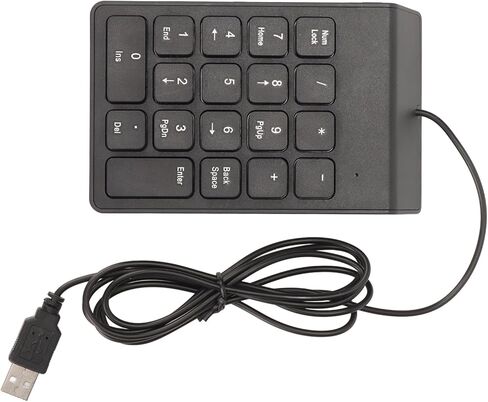 لوحة أرقام سلكية USB مريحة مكونة من 18 مفتاحًا، لوحة مفاتيح رقمية صغيرة محمولة وهادئة لأجهزة الكمبيوتر المحمول وسطح المكتب وكتابة مريحة مع سلك صغير بطول 4.2 قدم لرجال الأعمال في البنوك (قطعة واحدة) in Kuwait