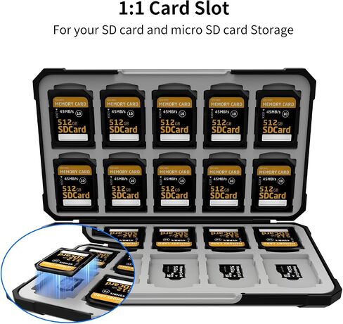 حافظة بطاقة الذاكرة مع 40 فتحة لـ 20 بطاقة Micro SD SDXC SDHC TF و20 بطاقة SD SDXC SDHC، تتميز حامل بطاقة Anyskill SD بتصميم محمول وصغير الحجم لسهولة الحمل in Saudi Arabia