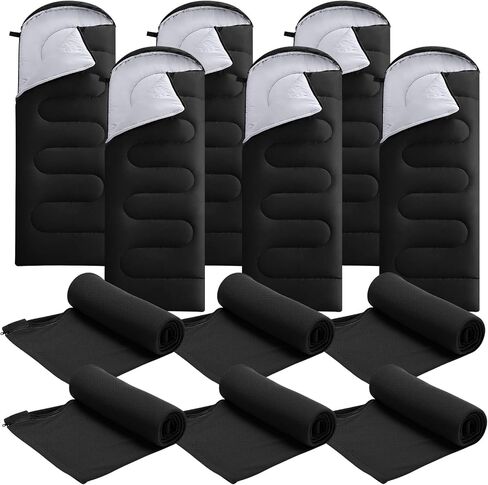 6 Pack Camping Sleeping Bags Bulk with Fleece Liner for Homeless Adults, Operation Christmas All Season Lightweight Waterproof Sleep Compression Sack for Hiking Travel Backpacking in Saudi Arabia