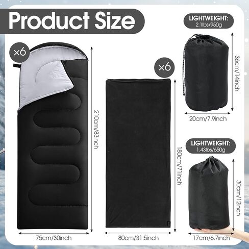 6 Pack Camping Sleeping Bags Bulk with Fleece Liner for Homeless Adults, Operation Christmas All Season Lightweight Waterproof Sleep Compression Sack for Hiking Travel Backpacking in Saudi Arabia