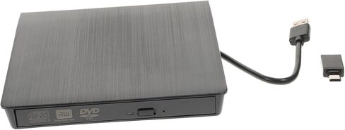 مسجل محرك الأقراص الضوئية USB الخارجي CD DVD مع فتحة صينية التوصيل والتشغيل للكمبيوتر المحمول المكتبي باللون الأسود in Kuwait
