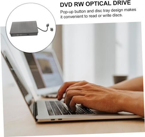 مسجل محرك الأقراص الضوئية USB الخارجي CD DVD مع فتحة صينية التوصيل والتشغيل للكمبيوتر المحمول المكتبي باللون الأسود in Kuwait