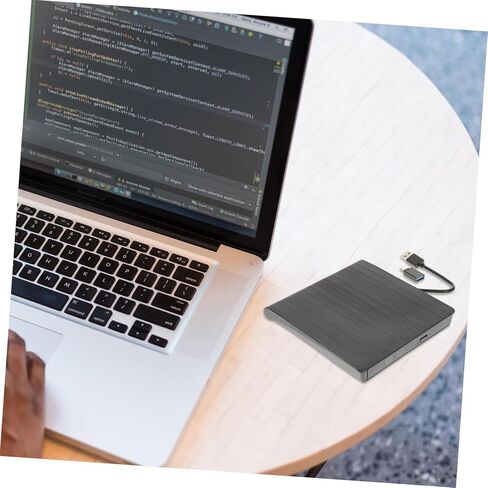 مسجل محرك الأقراص الضوئية USB الخارجي CD DVD مع فتحة صينية التوصيل والتشغيل للكمبيوتر المحمول المكتبي باللون الأسود in Kuwait