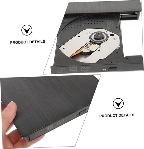 مسجل محرك الأقراص الضوئية USB الخارجي CD DVD مع فتحة صينية التوصيل والتشغيل للكمبيوتر المحمول المكتبي باللون الأسود in Kuwait
