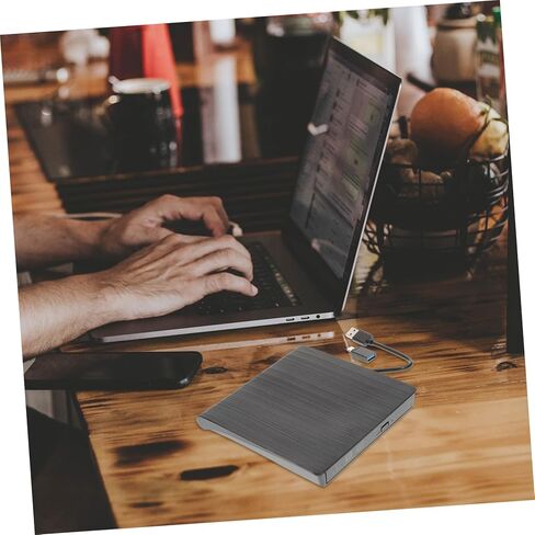 مسجل محرك الأقراص الضوئية USB الخارجي CD DVD مع فتحة صينية التوصيل والتشغيل للكمبيوتر المحمول المكتبي باللون الأسود in Kuwait