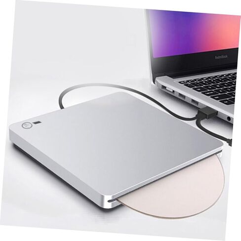 ناسخ أقراص DVD خارجي متعدد الوظائف من النوع C، USB مزدوج الواجهة، نوع الشفط، محرك أقراص ضوئي خفيف الوزن ومحمول للاستخدام المنزلي والمكاتب باللون الفضي in Kuwait