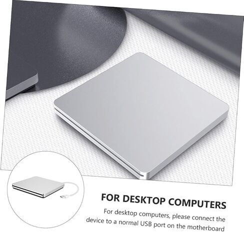 USB External DVD CD ROM Burner Drive Silver Gray Portable Optical Disk Writer for Laptop Desktop Compatible with Windows Data Backup and Movie Playback in Saudi Arabia