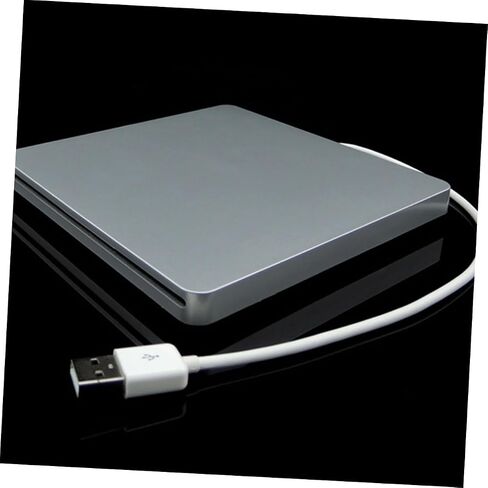 USB External DVD CD ROM Burner Drive Silver Gray Portable Optical Disk Writer for Laptop Desktop Compatible with Windows Data Backup and Movie Playback in Saudi Arabia