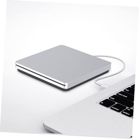 USB External DVD CD ROM Burner Drive Silver Gray Portable Optical Disk Writer for Laptop Desktop Compatible with Windows Data Backup and Movie Playback in Saudi Arabia