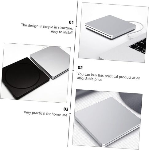 USB External DVD CD ROM Burner Drive Silver Gray Portable Optical Disk Writer for Laptop Desktop Compatible with Windows Data Backup and Movie Playback in Saudi Arabia