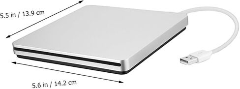 USB External DVD CD ROM Burner Drive Silver Gray Portable Optical Disk Writer for Laptop Desktop Compatible with Windows Data Backup and Movie Playback in Saudi Arabia