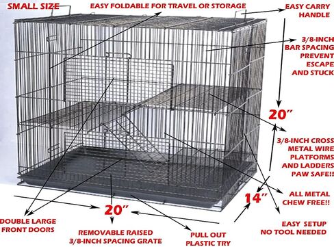 3-Levels Portable Rat Sugar Glider Mouse Small Animal Critter Metal Cage in Kuwait