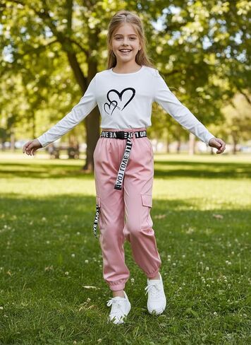 Zupora Girls 2 Piece Outfits Kids Clothes Ruched Top Long Sleeve T Shirt Camo Pants Set Girls' Clothing Sets 6-14 in Saudi Arabia