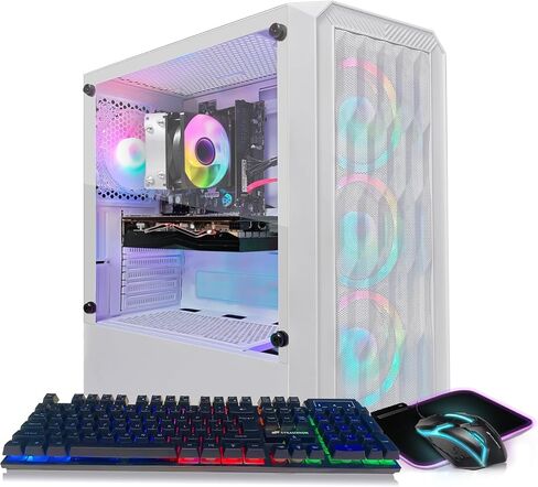 STGAubron Gaming PC Bundle with 24 inch FHD LED Monitor- AMD Ryzen 3 3200G 3.6 GHz, Radeon RX 580 8G, 16G DDR4, 1T SSD, RGB Fan x4, Windows 11 Home in Saudi Arabia