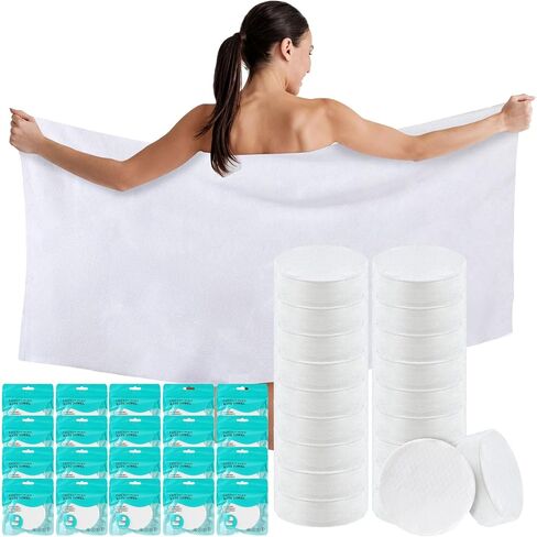 Breling 20 Pack Large Compressed Towel Bath for Travel 55''x 27.5''Soft Bath Disposable Portable Thicken Individually Wrapped Body Towel for Hotel Camping Beach Swimming Gym Sauna Spa Hiking Trip Pet in Saudi Arabia