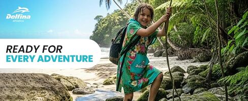 Delfina Surf Poncho Hooded Towel – Absorbent Microfiber Swim Robe with Pocket, Perfect Changing Towel Robe for Women, Men and Kids for Surfing, Beach & Watersports | Adults in Saudi Arabia