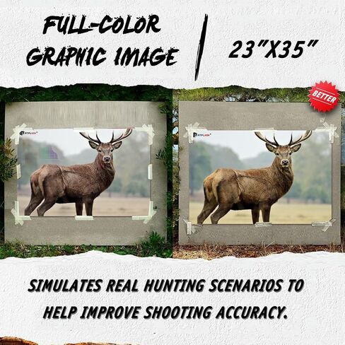 Atflbox 23" x 35" Highly Visible Non-Reactive Animal Shooting Paper Target, Big Game Realistic Deer Heavy-Duty Paper Targets for Use with All Guns & Calibers - Folded in Saudi Arabia