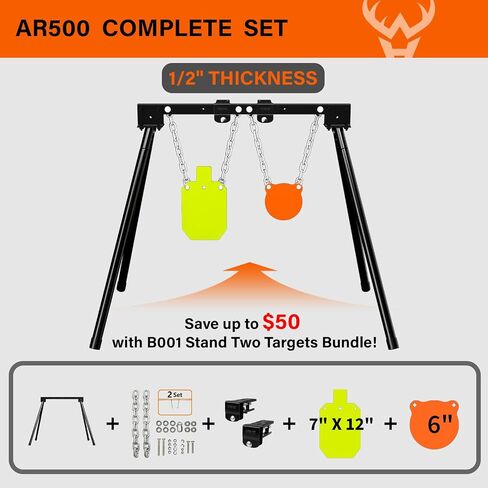 Highwild Expandable AR500 Steel Targets System 1/2" Thick Steel Shooting Targets with Stand and Extension Brackets, All Parts Replaceable Separately in Saudi Arabia