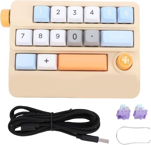GOWENIC Mechanical Number Pad, 19 Keys Hot Swappable Macro Programmable Numeric Keypad with Joystick Control, for PC Laptop Gaming Drawing Video Editing (Yellow) in Saudi Arabia