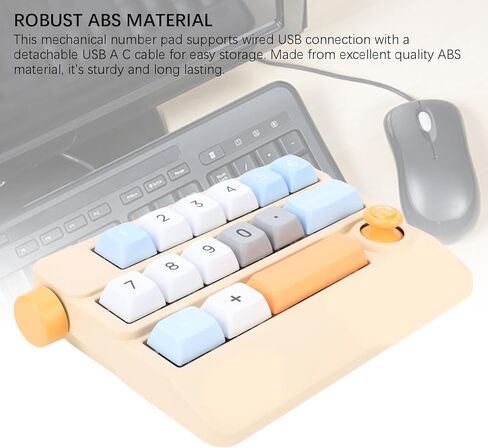 GOWENIC Mechanical Number Pad, 19 Keys Hot Swappable Macro Programmable Numeric Keypad with Joystick Control, for PC Laptop Gaming Drawing Video Editing (Yellow) in Saudi Arabia