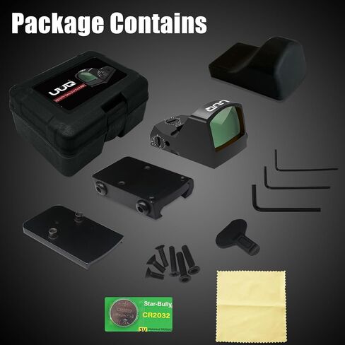 UUQ Mini Reflex أحمر/أخضر نقطة رؤية للبنادق والمسدسات والبنادق 2MOA، 7 تعديلات سطوع، مناسبة لسكك حديد RMR أو Picatinny مقاس 20 مم in Kuwait