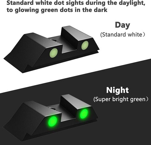 Night Sights 3-Dot Glow in The Dark with Front and Rear Sights for Glock 17 19 22 23 26 27 33 34 35 37 38 39 44 45(Gen1-4), NO TRITIUM with Assembly Tools for Outdoor in Saudi Arabia