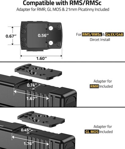 CVLIFE Solar Auto-Brightness Green Dot Sight for RMS RMSc, 2 MOA Dot & 40 MOA Circle Motion Awake Reflex Sight Optics for Compact Pistol, 3000G Shockproof with Adapter for RMR/MOS/Picatinny in Saudi Arabia