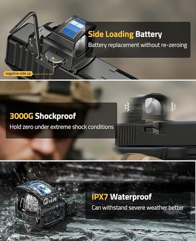 CVLIFE Solar Auto-Brightness Green Dot Sight for RMS RMSc, 2 MOA Dot & 40 MOA Circle Motion Awake Reflex Sight Optics for Compact Pistol, 3000G Shockproof with Adapter for RMR/MOS/Picatinny in Saudi Arabia