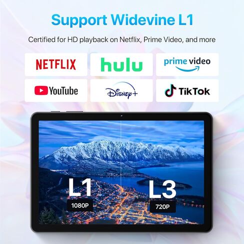 Android 15 Tablet 10.1 inch,18(6+12) GB+128GB+2TB Expandable 2025 Widevine L1 Tablets with Speed 2.0 GHz,1280x800 HD IPS,FM Radio, 5000mAh,WiFi6,GPS,Bluetooth,Travel Gift,Kids Space,YT Kids in Kuwait