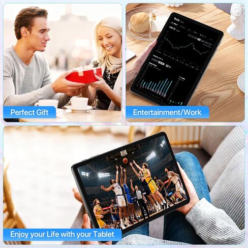 Android 15 Tablet 10.1 inch,18(6+12) GB+128GB+2TB Expandable 2025 Widevine L1 Tablets with Speed 2.0 GHz,1280x800 HD IPS,FM Radio, 5000mAh,WiFi6,GPS,Bluetooth,Travel Gift,Kids Space,YT Kids in Kuwait