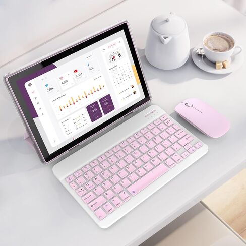 Tablet 10.1Inch Android 15.0, RAM 20GB(4+16Expand)+ROM 128GB, 6000mAh Battery, 2+8MP Dual Camera, 1280*800 IPS HD Touch Screen Tab PC Set with Keyboard+Mouse+Protective Case+Stylus, (Pink) in Kuwait