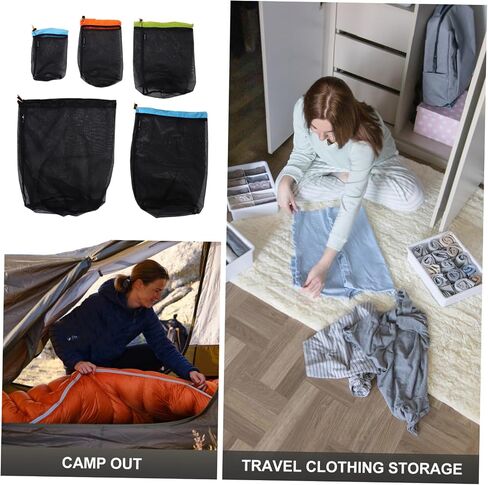 1 Set Compression Mesh Storage Sack Outdoor Travel Drawstring Bags for Camping Gear Clothes and Sleeping Bags Reusable Polyester Material Efficient Space Utilization in Saudi Arabia