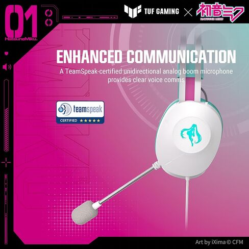 ASUS TUF Gaming H1 Gen II Hatsune Miku Edition Wired USB Gaming Headset with Mic – 40mm Drivers, Virtual 7.1 Surround Sound, TeamSpeak-Certified Mic, Removeable Ear Cushions, for PC, PS5 - Aqua in Saudi Arabia