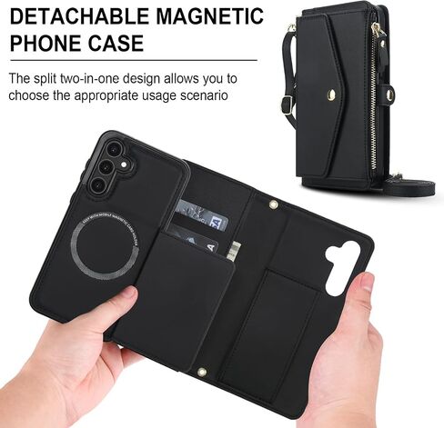 حافظة هاتف Asuwish لهاتف Samsung Galaxy S23 FE 5G غطاء محفظة متوافق مع واقي شاشة Magsafe RFID وحزام حول الجسم وحزام فليب وفتحة وسحاب ومحفظة خلوية S 23 EF S23FE 23S أحمر in Saudi Arabia